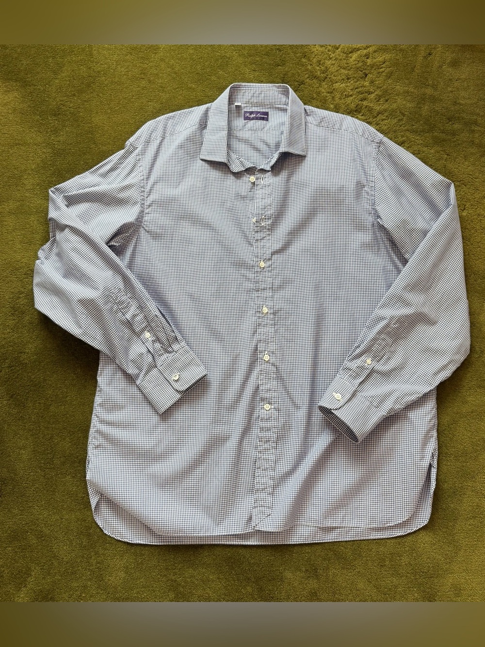 Ralph Lauren Classic Men's Button-Down Shirt micro Gingham blue XXL